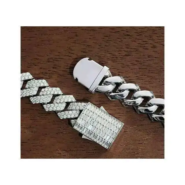 

Arrival Cuban Chain 12mm Miami Cuban Link Chain Vvs Moissanite Diamond Stubbed 925 Sterling Silver White Gold Plated
