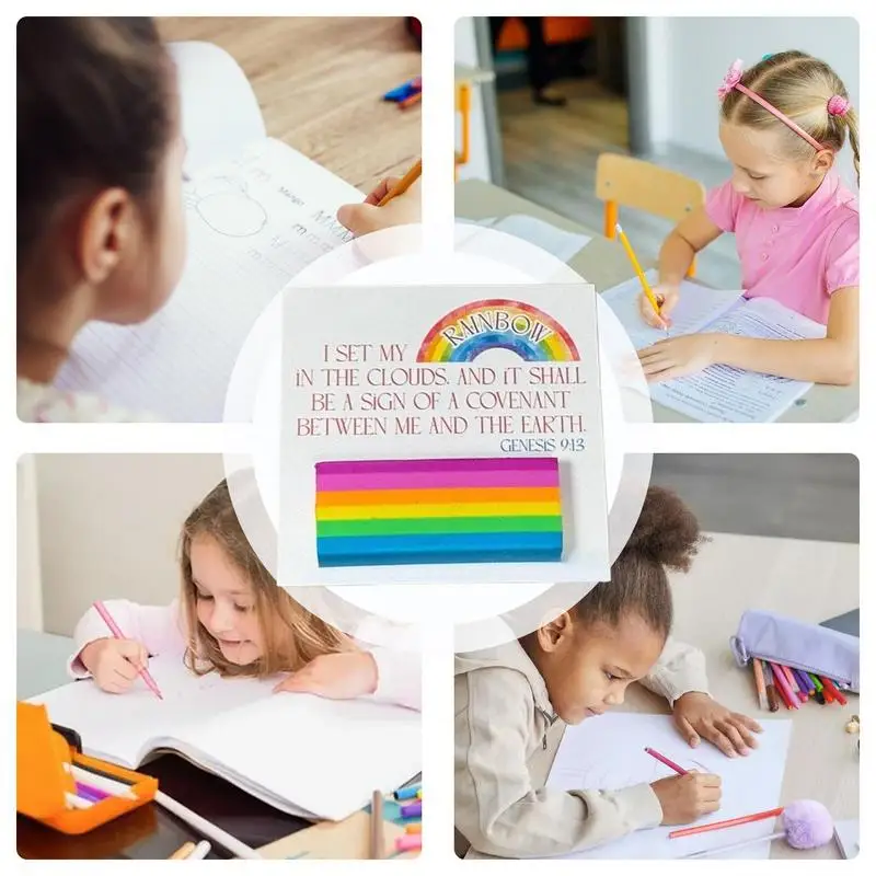 Borradores de arcoíris para niños, borrador de lápiz de arcoíris con versículo de la Biblia, rellenos de cesta de Pascua coloridos, papelería bonita, premios para el aula