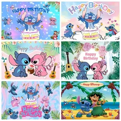 Disney Lilo Stitch Backdrop Photography Kids Boy Girl Birthday Party Background Baby Shower Decoration Wall Props Banner