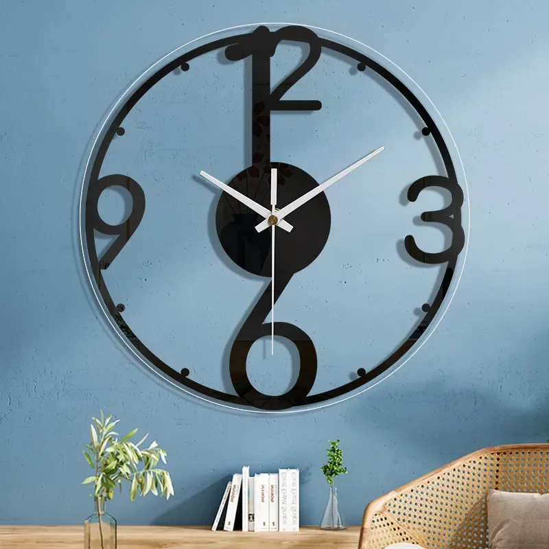 for New American and European Acrylic Double Layer Silent Wall Clock Fashion Living Room Bedroom Wall Hanging Decoration