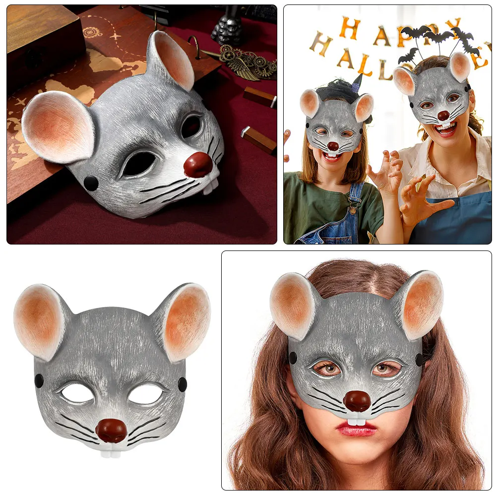 

2 шт. маски для мыши костюм на Хэллоуин светло-серая маскарадная маска для лица крыса реалистичная 3D пена искусственной кожи прочный многоразовый