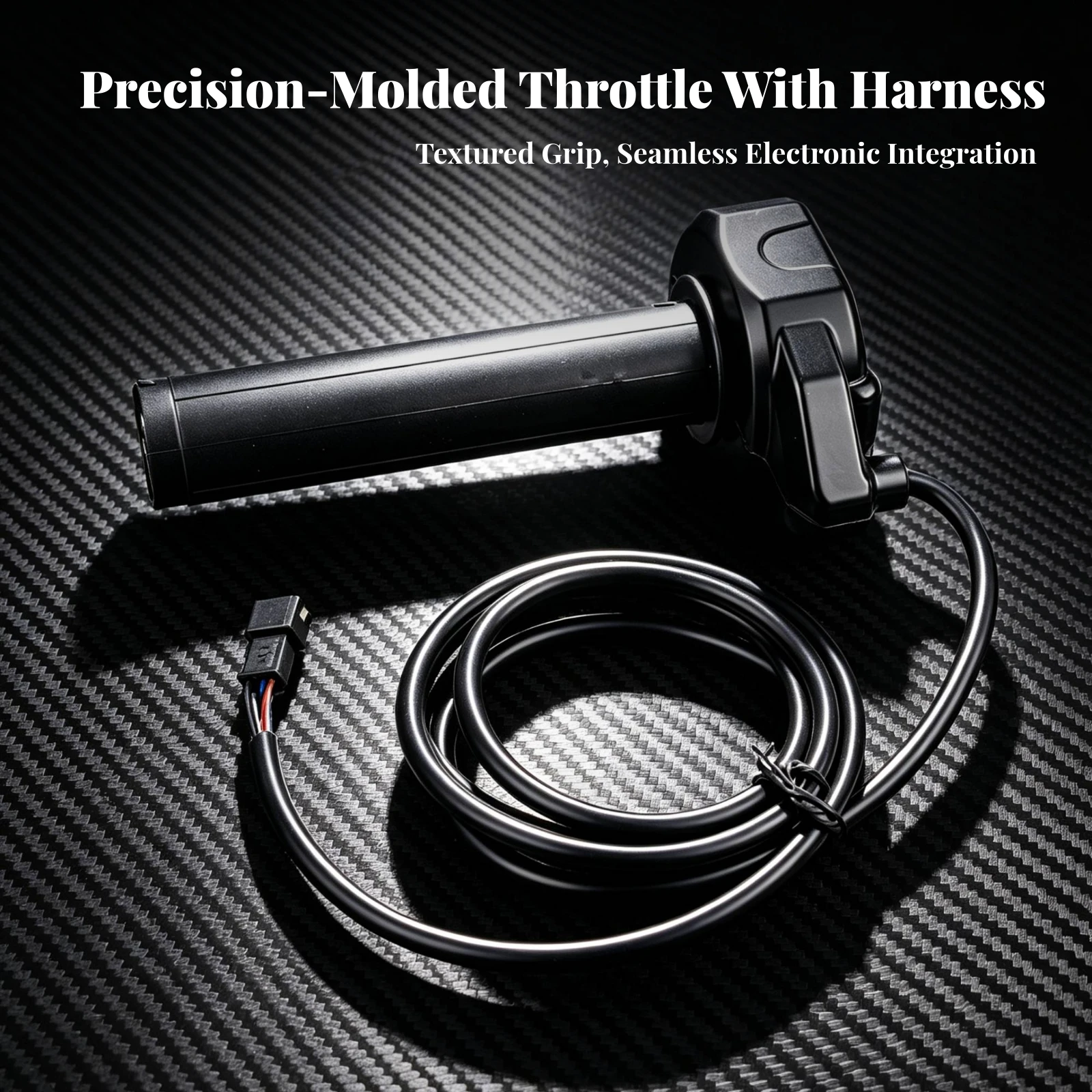 Hall-Effect Twist Throttle Handle Responsive Electric Bike Throttle with Waterproof Joint Comfortable Ergonomic for Trail Riding