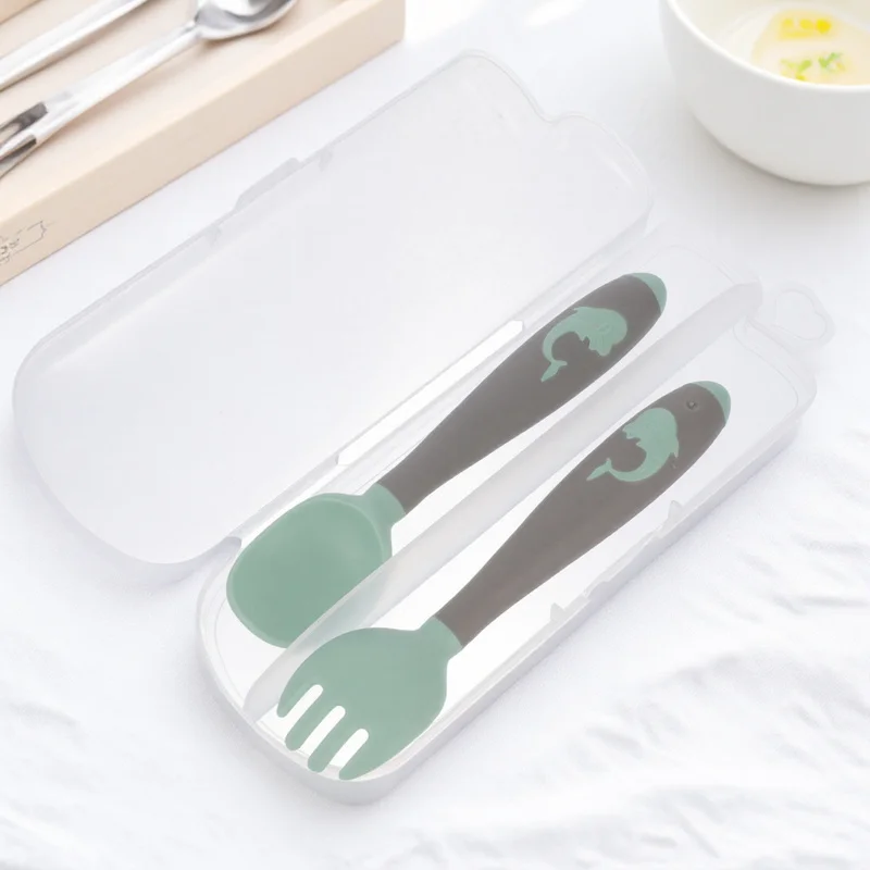

1 комплект, набор детских ложек и вилок, пищевые гибкие столовые приборы, нескользящие, легко прочные, устойчивые к высоким температурам, лучший подарок, новые родители