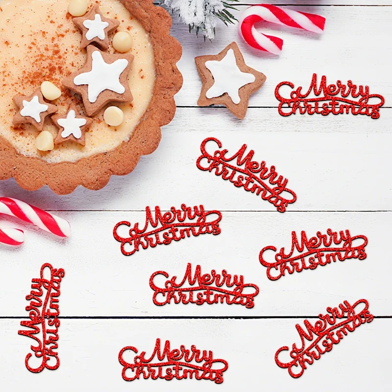 50 Stück Frohe Weihnachten Konfetti Weihnachtskonfetti für Party-Tischdekorationen Frohes Neues Jahr Weihnachtszubehör Werfen Sie Konfetti – Detail 11