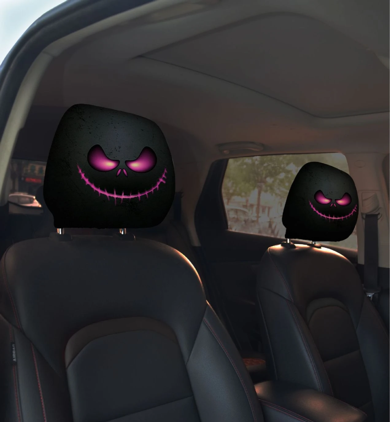 Mature black car headrest cover, dust-proof and oil-proof, personalized elastic, personalized car interior pillow cover-2pcs