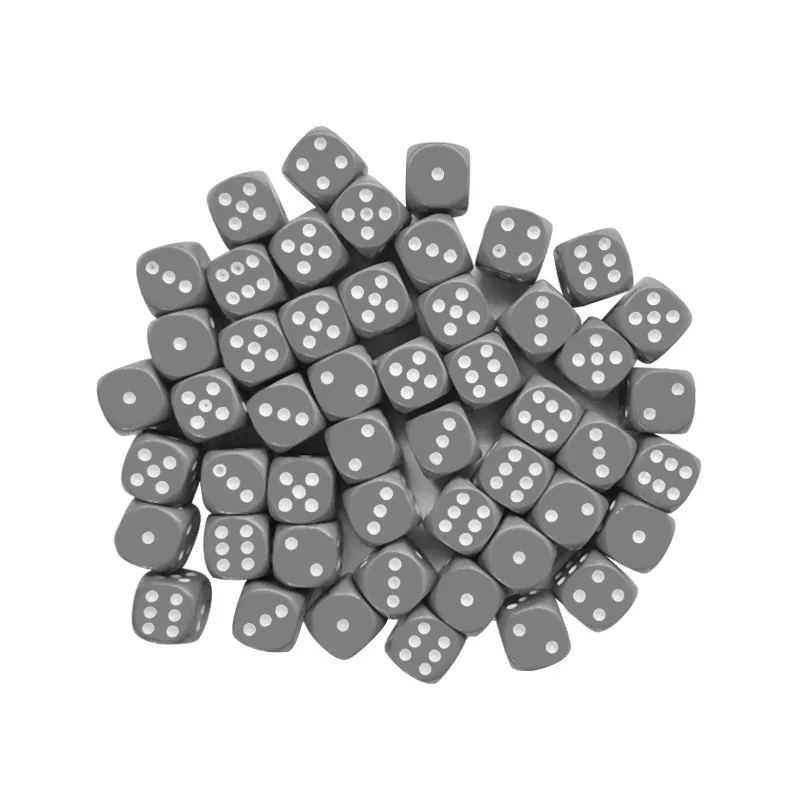 10Pcs/set Foreign Trade New Product Dice 16mm Rounded Corners Gray Point Dice Acrylic Solid Color KTV Mahjong Dice