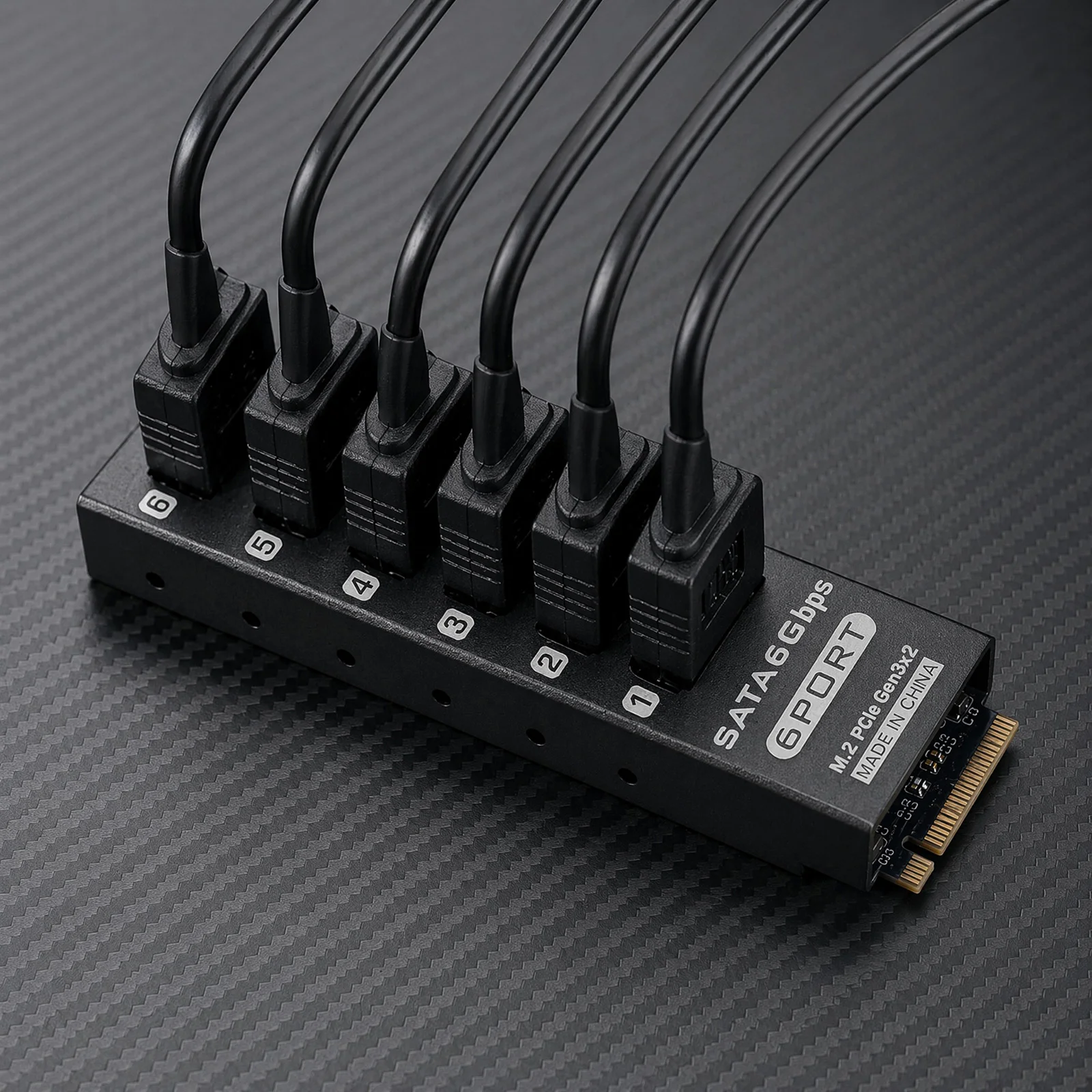 ASM1166 6-Port SATA III PCIe 3.0 Expansion Card NAS HDD SSD Storage Controller Support Port Multiplier Aluminum Board