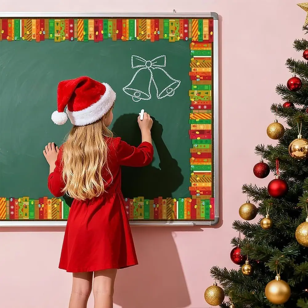 Self Adhesive Christmas Tree Stickers 10m Scalloped Edge Border Sticker Roll Waterproof Decorative Border Stickers
