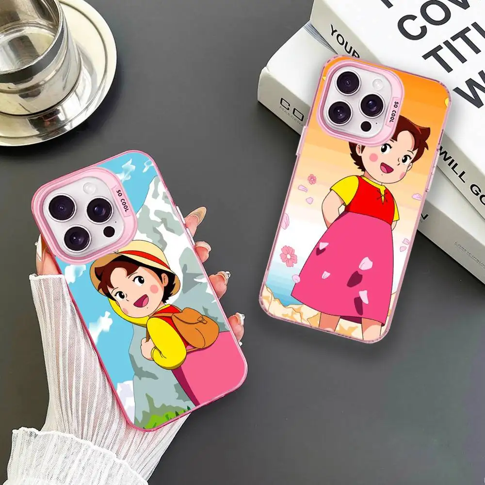 

Cartoon H-Heidi Phone Case For iPhone17,16,15,14,13,12,11 Plus,Pro Max Pink Matte Shockproof Cover