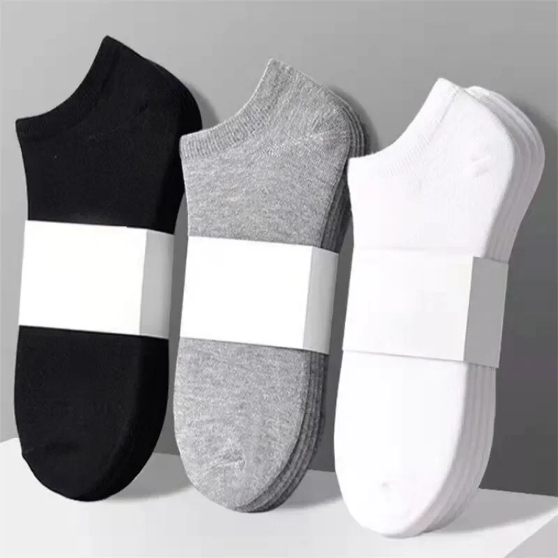 1/5pairs Men Cotton Socks Solid Color Low Cut Black White Grey Breathable Sports Socks Male Summer Short Ankle Socks Women Men