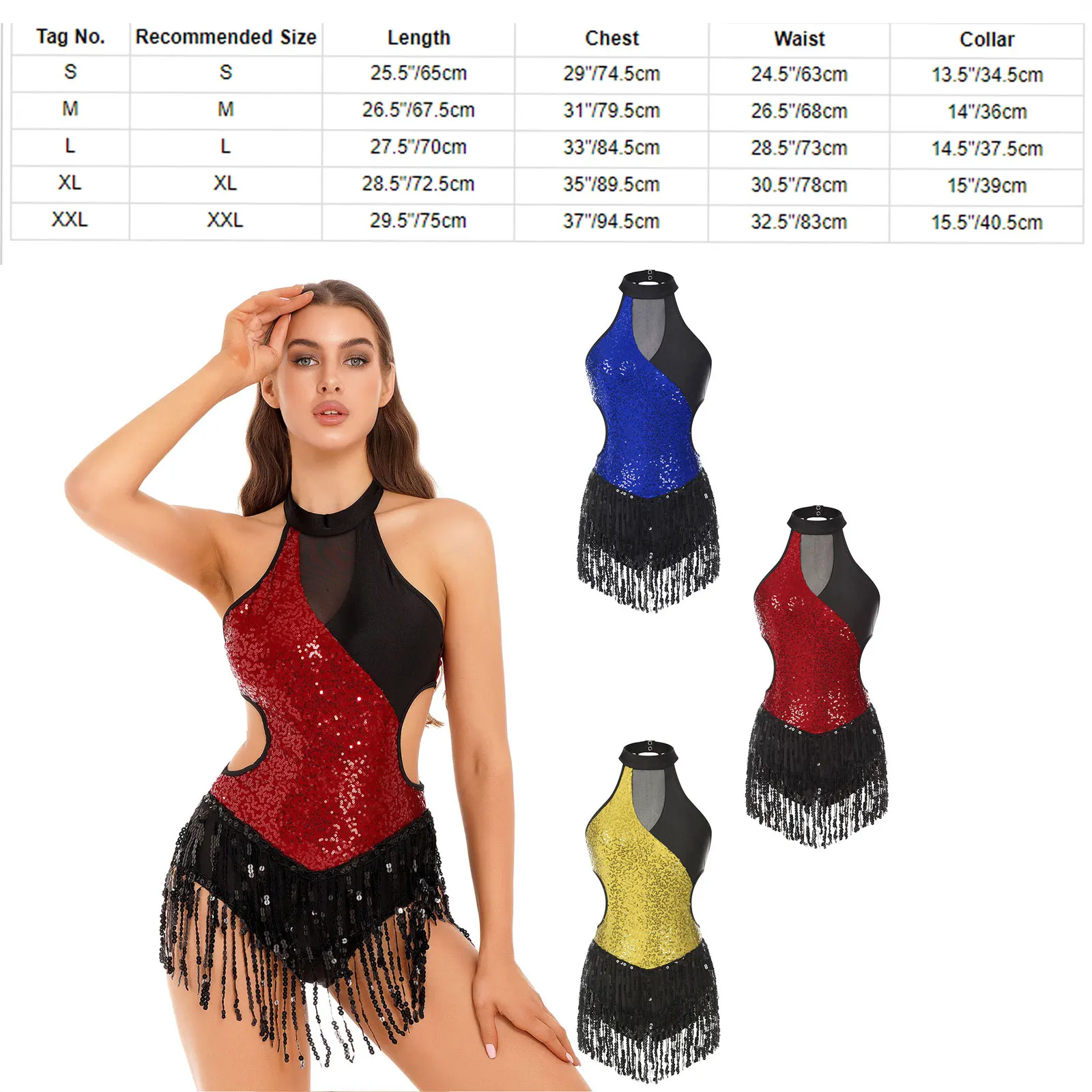 Frauen Latin Tanzen Quasten Pailletten Fringe Flapper Kleid Salsa Ballsaal Tango Cha Cha Rumba Samba Latin Dance Kleid Rave Kostüm