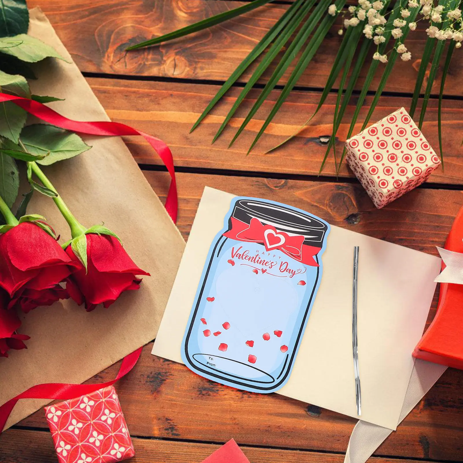 

48 наборов открыток для обмена на День святого Валентина для детей, открытки-мейсонки для самостоятельного изготовления, для подарков и упаковки подарков на школьные праздники