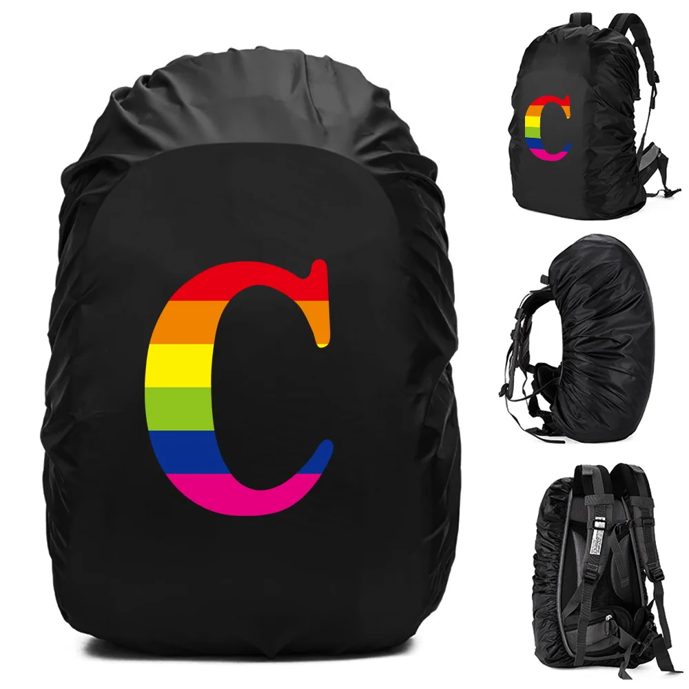 Mochila Chuva Capa 20L-70L Capa Protetora Impermeável Capas Dustp Rainbow Letter Print Mochila De Escalada Ao Ar Livre Raincover