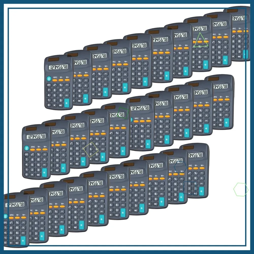 

8-Digit Solar & Battery Calculator Set of 30, Pocket Size for Students Classroom Home Office Black