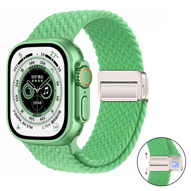 Nylon-Geflechtarmband für Apple Watch Ultra 3 2 49mm 11 10 46mm 42mm 9 8 7 45/41mm Magnetisches Armband iWatch 6 5 SE 44/40mm Correa