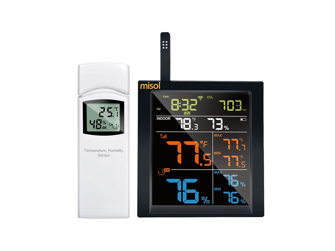 Misol WN1821 carbon dioxide detection temperature humidity CO2,  weather station