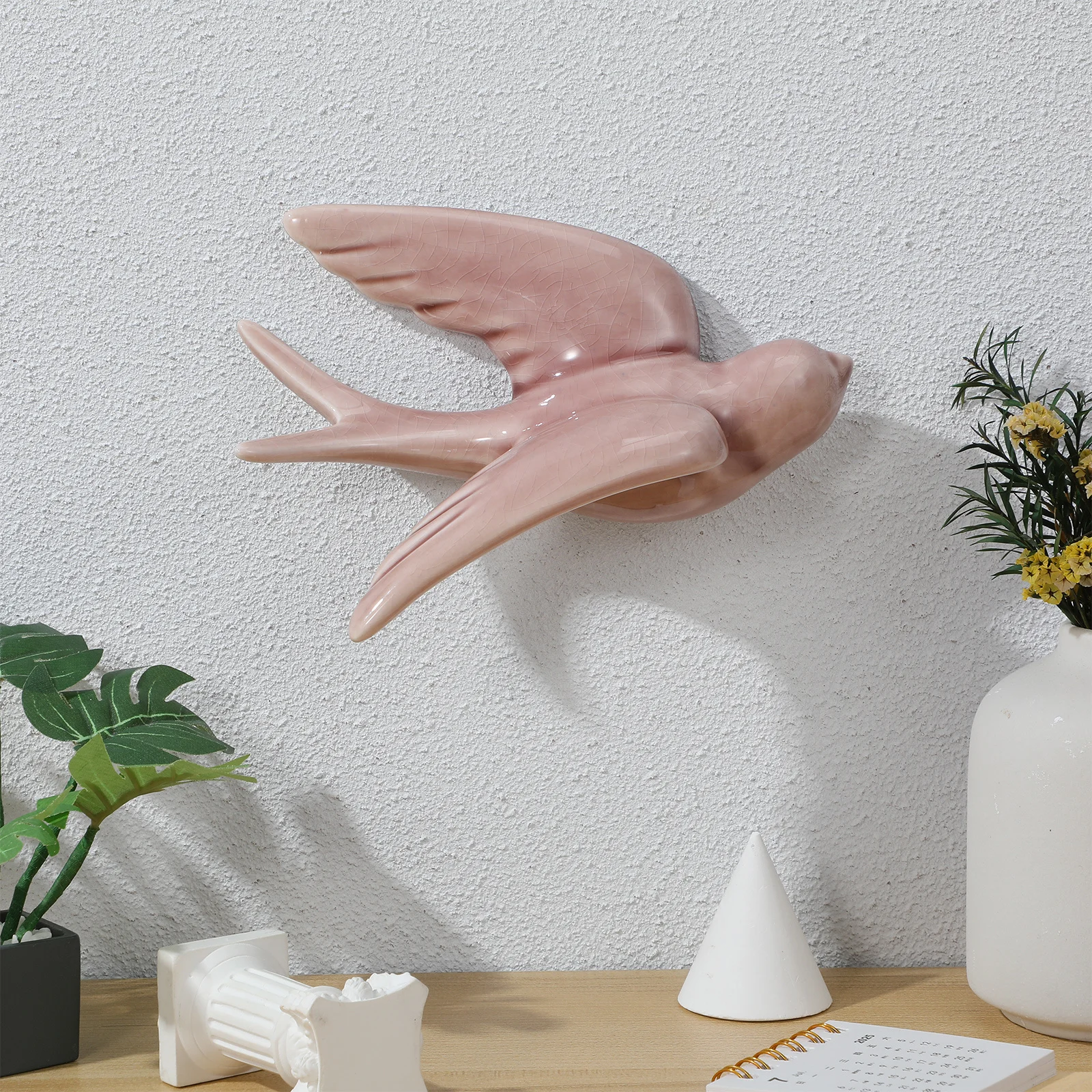 

1Pcs Ceramic Birds Wall Decor Colorful Swallow Design Smooth Surface Natural Sparrow Style Home Decoration Multicolor Wall Art