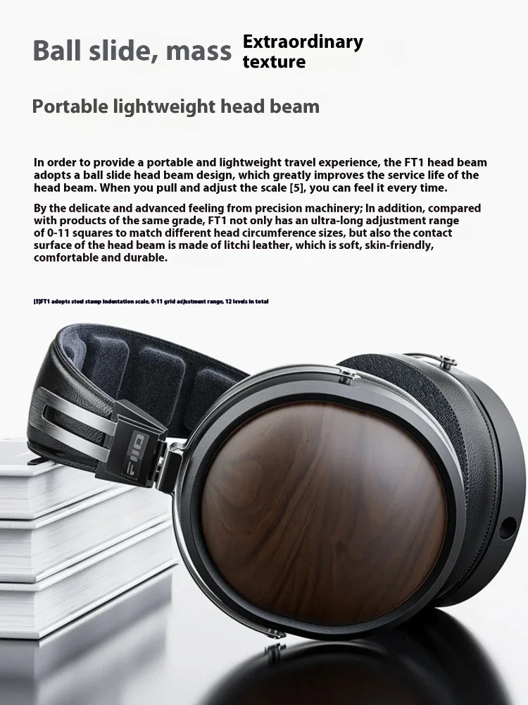 FiiO FT1 HIFI Wired Over-Ear Headphones Walnut Wood 60mm Dynamic Driver Hi-Res Portable Lightweight Esport Custom Headsets