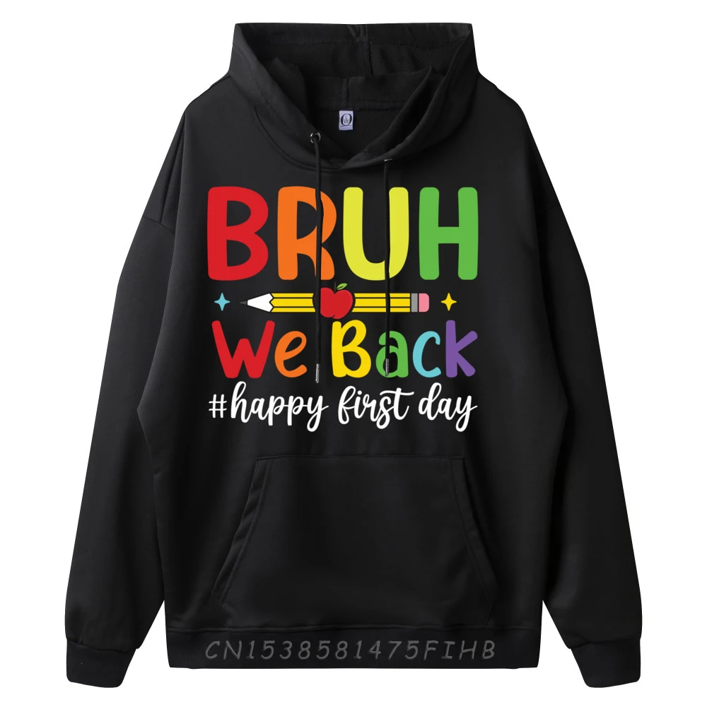 Bruh We Back Smile Face Classic Mens Hoodies Crewneck Long Sleeve Hoodies Normal Coat