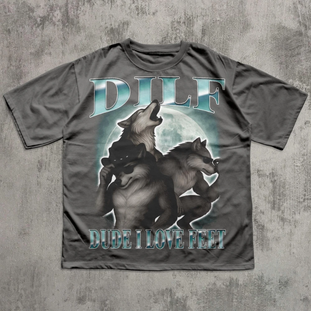 المتأنق أنا أحب أقدام تي شيرتات عجيبة دانك الميمات قميص سخيف قمصان غير مناسبة التي شيرت بالذئب القمر المحملة الملابس غير المتحف تيز غريبة