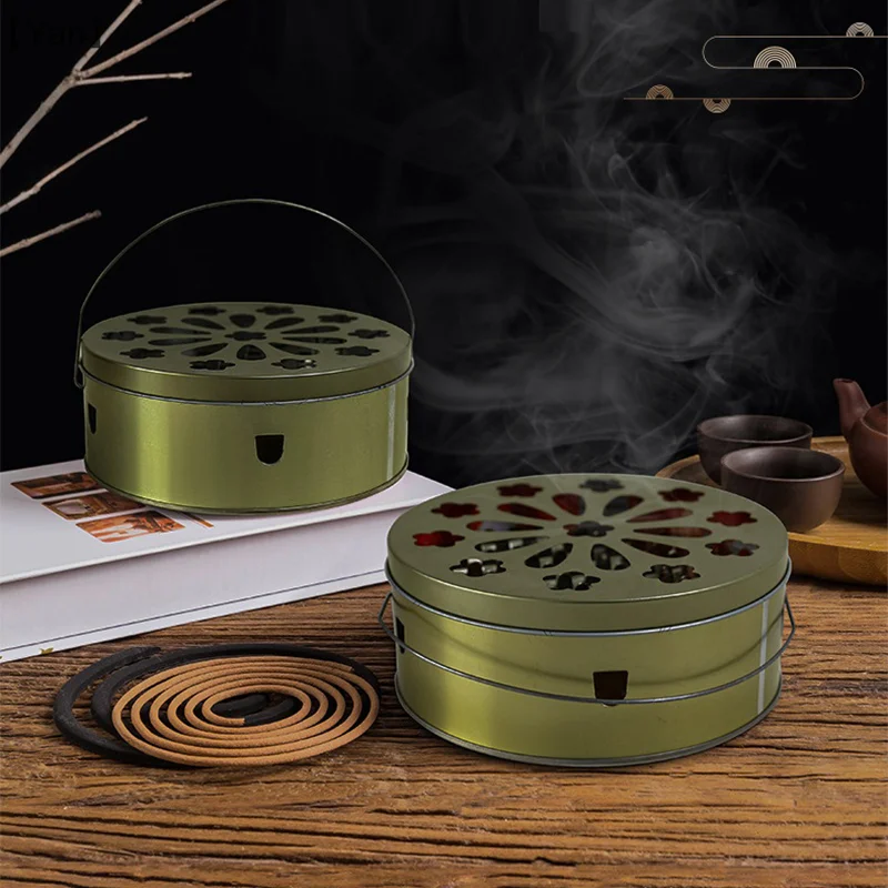 1 Pc Mosquitos Coil Holder Mosquitos Incense Burners Mosquitos Spiral Holder Mosquitos Coil Box With Handle Lid For Travel