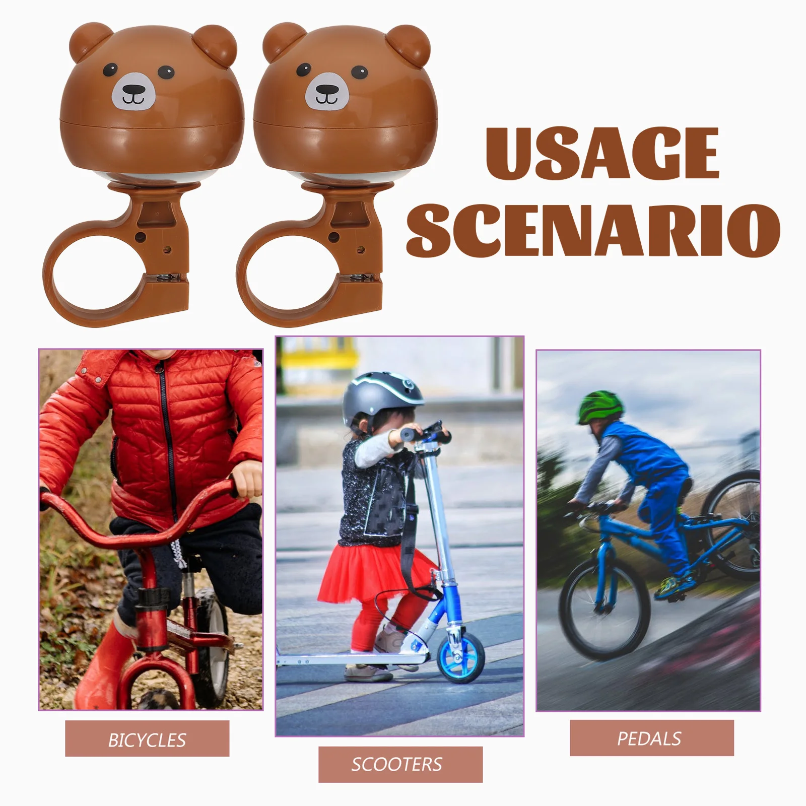 3Pcs Bike Bell Cartoon Animal Design Loud Crisp Cycling Bell for Scooters Tricycles Bike Horn