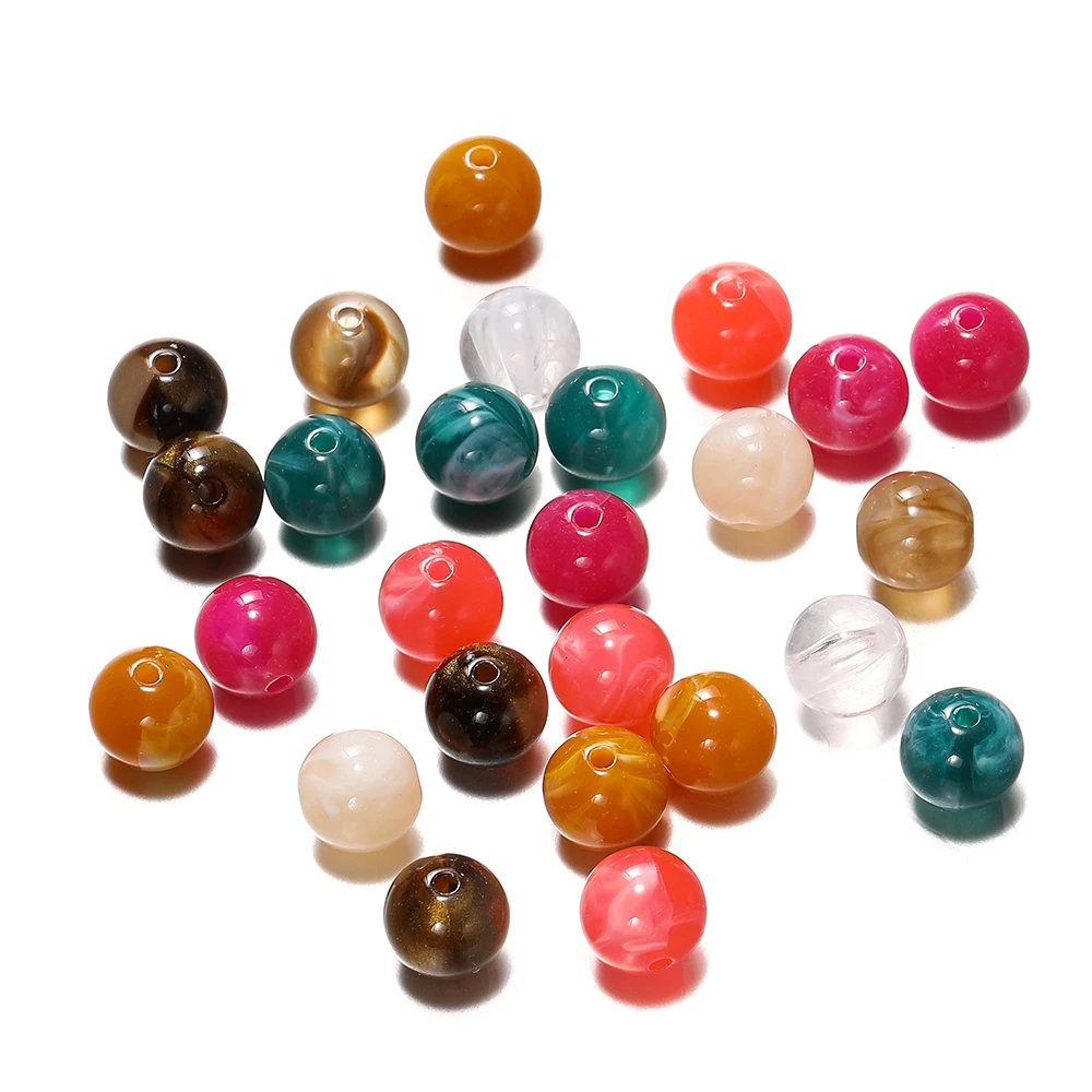 20pcs/pcs 10mm Acrylic Imitation Stone Beads Round Spacer Loose Bead for DIY Necklace Bracelet Jewelry Making Accessories Suppli