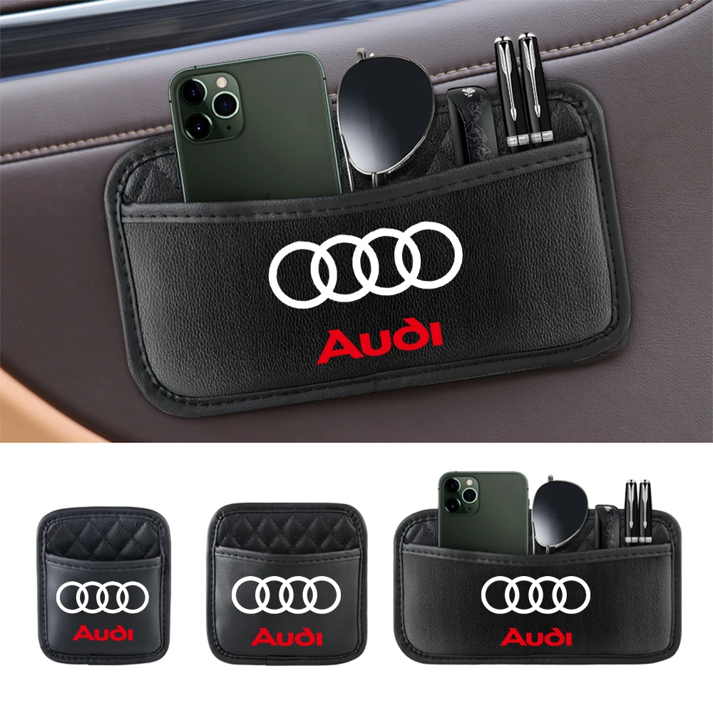 1pcs Car Styling Storage Pocket Seat Back Side Door Organizer Bag Valve Cap For Audi SLINE A3 A4 B8 8P S C7 8V B6 B7 B9 B5 A1 A5