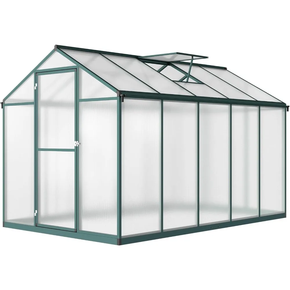 

Теплица из поликарбоната 6x10 футов для улицы с структурой быстрого установки, вентиляционным отверстием на крыше, большая алюминиевая конструкция для ходьбы на улице