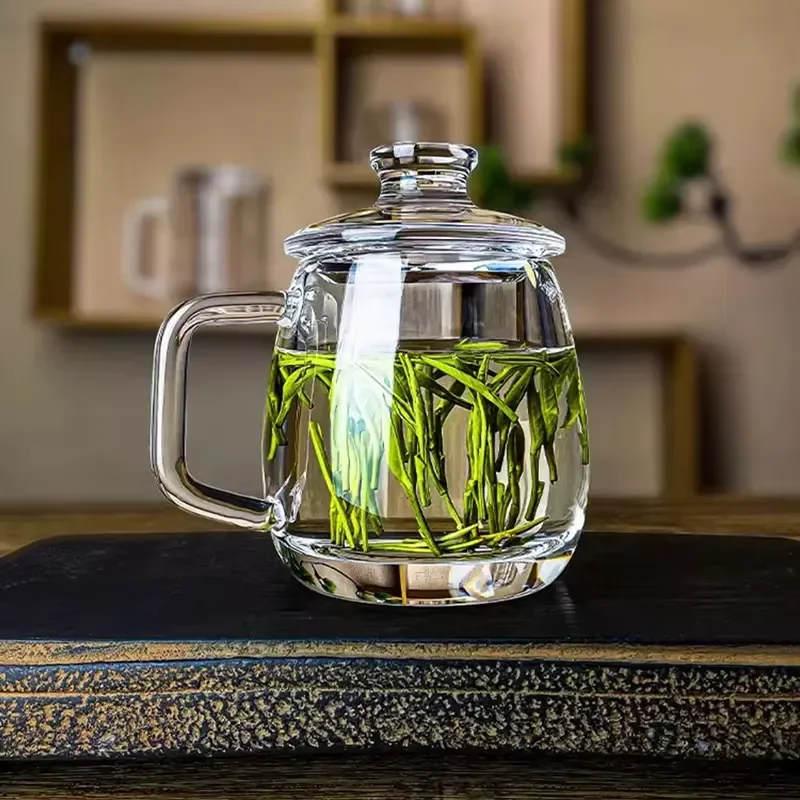 High Grade Smelting Crystal Teacup With Lid Solid Color Glass Cup For Tea Drinking Elegant Gift Box Packaging Wholesale Bulk