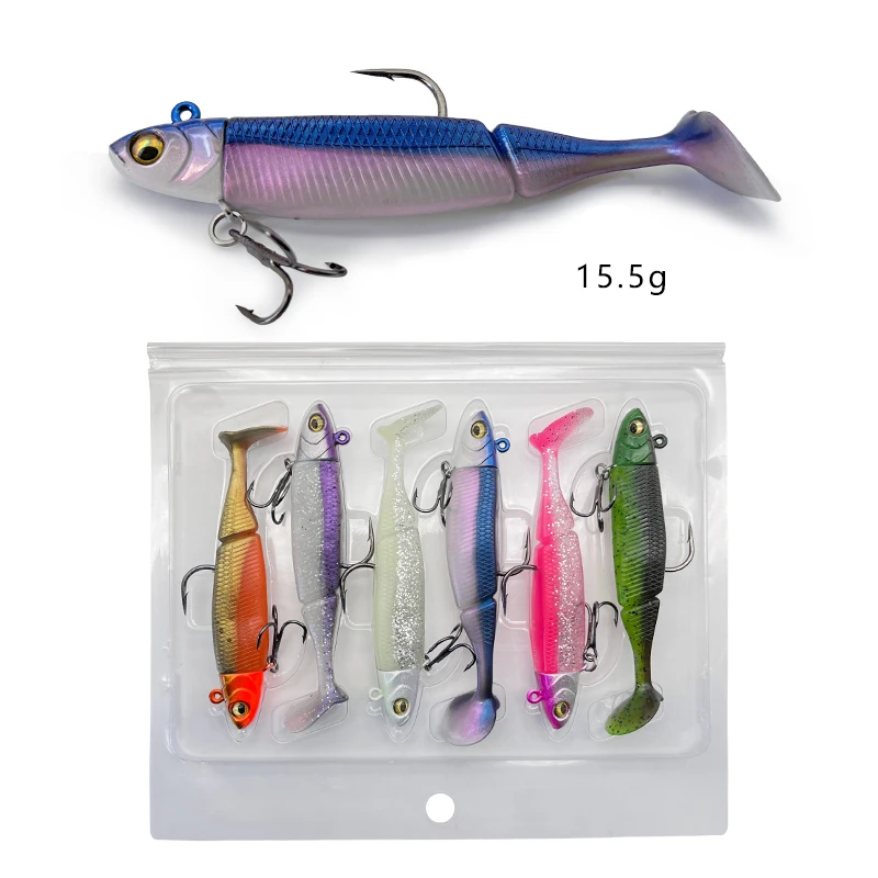 6-teiliges weiches Angelköder-Set, weicher Swimbait für Barschangeln, Premium-Angelköder für Süßwasser, Salzwasser, Pesca – Detail 6