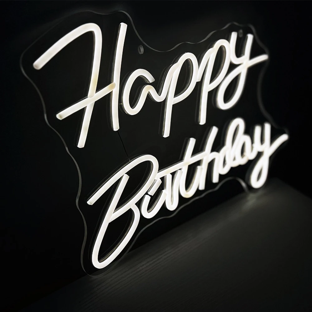 Joyeux anniversaire LED Neon Light, Doux, Eye Care, Weddings, Gathers, Anniversaires, Décor de vacances, 43 × 30cm, 17x12 ans, 5V