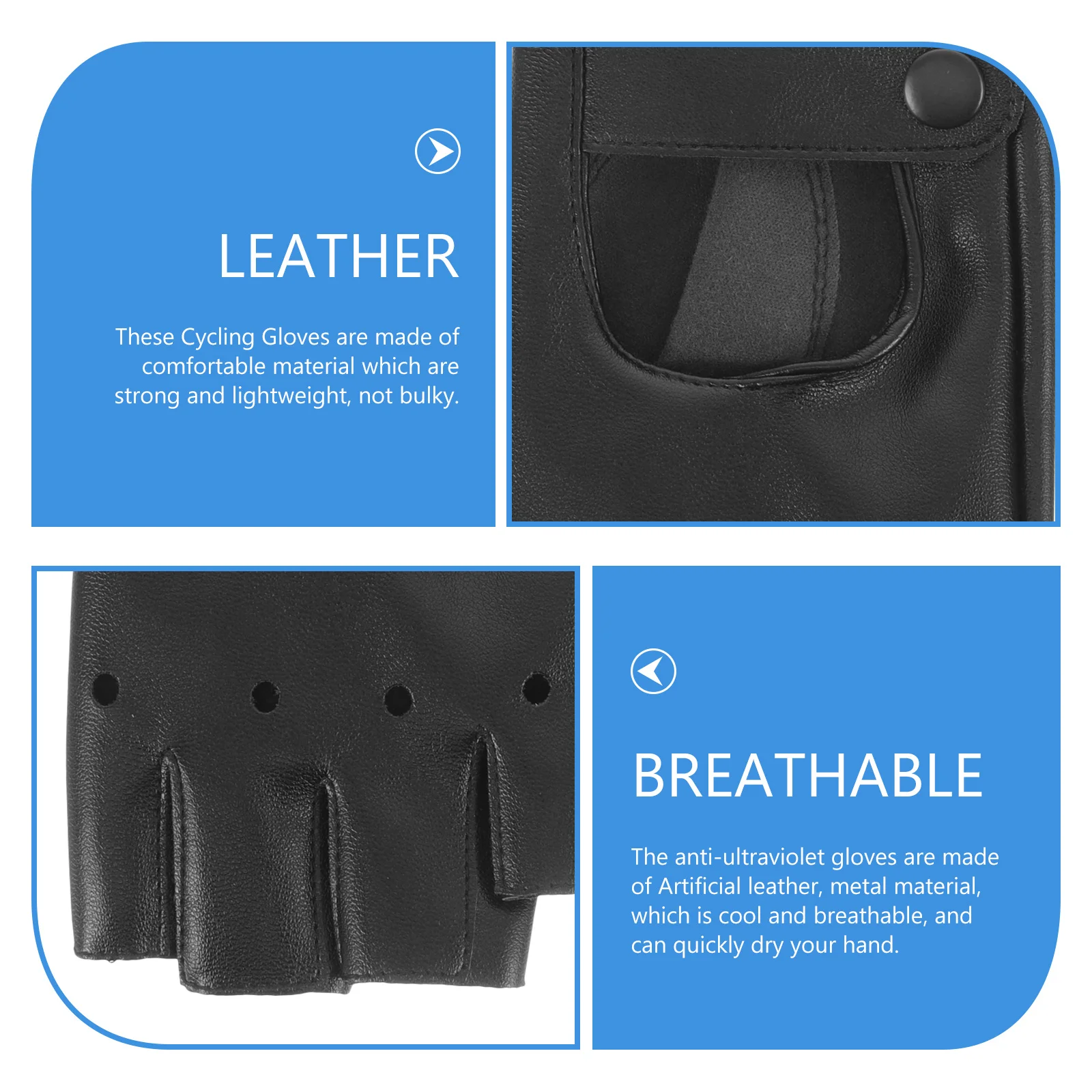 

1Pair Half Finger Gloves for Cycling Men Women Breathable Anti-Slip Uv Protection Riding Gloves Portable Fitness Outdoor Sports