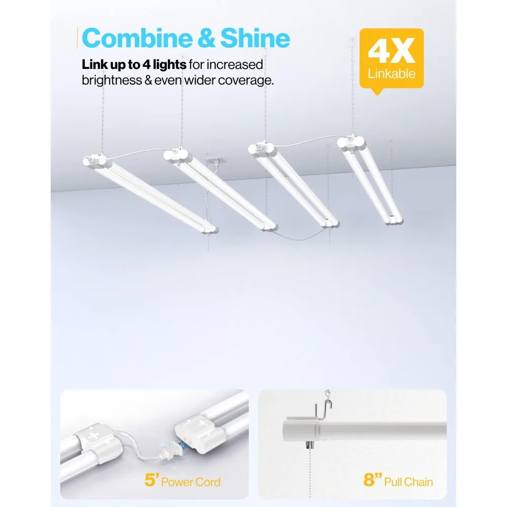 Sunco Lighting-paquete de 2 luces LED para Taller, luz blanca para garaje y tienda, accesorios de iluminación conectables de utilidad, 260W = 40W, 4 pies