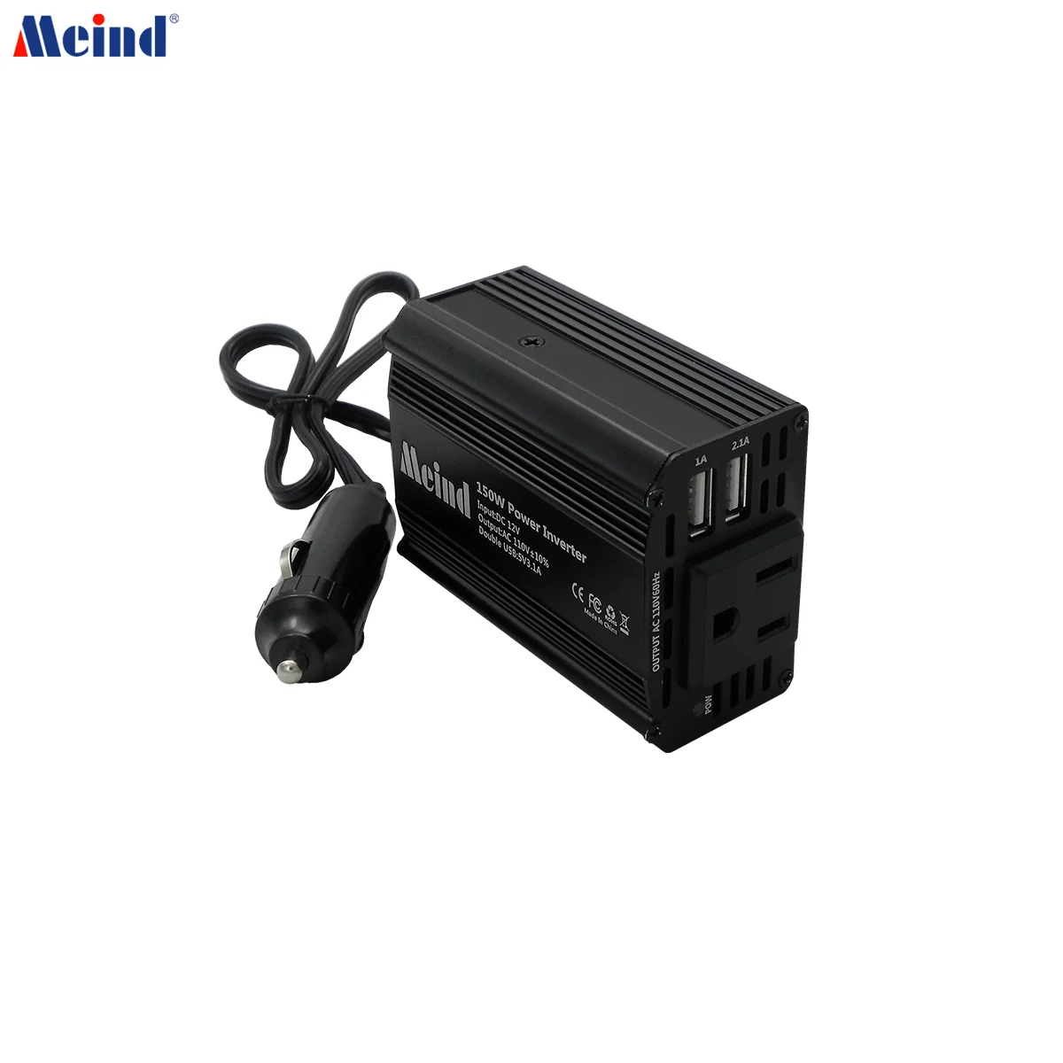 Meind 150W Power Inverter 12V to 110V Voltage Converter Car Charger Power Adapter with 2 USB Charging Ports 