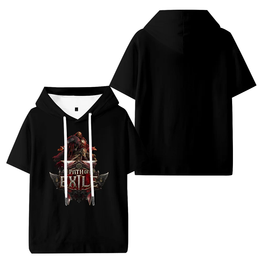 Path of Exile Hot Game Hooded Tshirt Men Womens Streetwear Hooded Short Sleeve Cool Hooded Pullover Tee Fashion Hooded Shirt