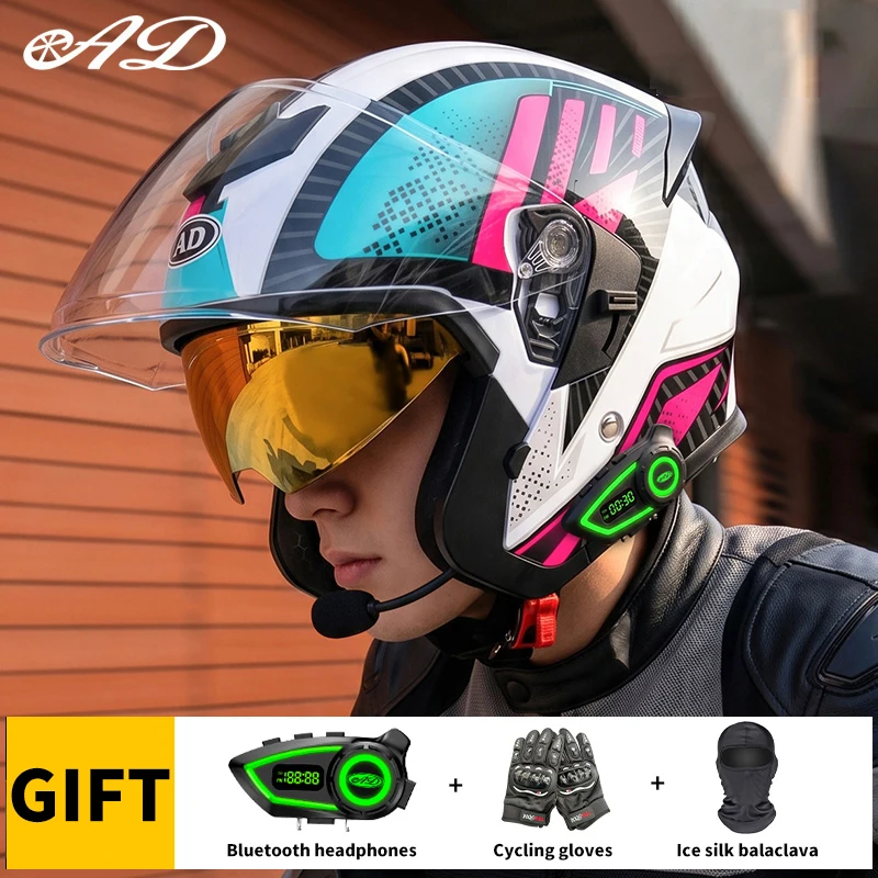 

Dot Certified Motorcycle Helmet with Bluetooth Abs Material Motorcycle Helmets Cotton Lining Open Face Helmet Factory Wholesale