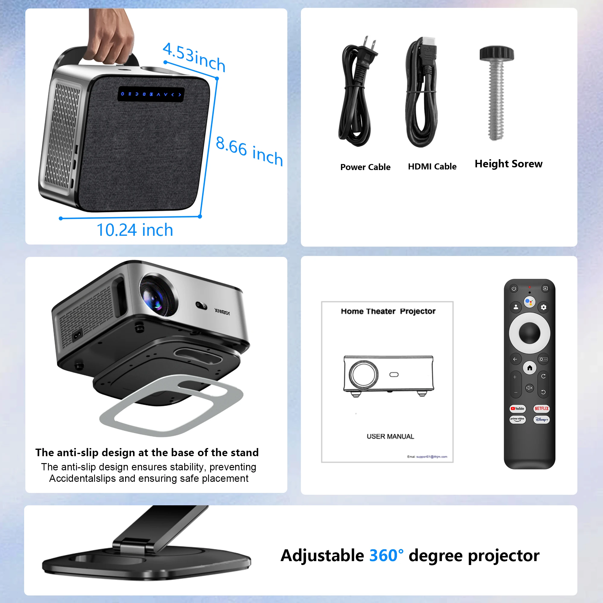 XIWBSY 45000Lumen Offizieller Google TV Projektor Tragbarer 4K Android 14.0 Tageslichtprojektor 8K Video Heimkino – Detail 11