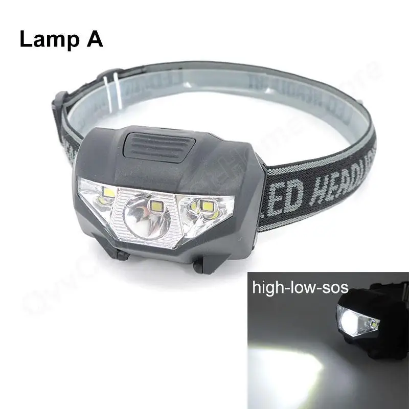 Linterna Frontal de 3 leds, luz AA, AAA, roja, blanca, brillante, para senderismo y acampada