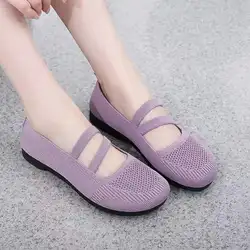 Scarpe Mary Janes in rete viola tinta unita taglia 41 calzature estive femminili mocassini traspiranti antiscivolo scarpe da balletto donna