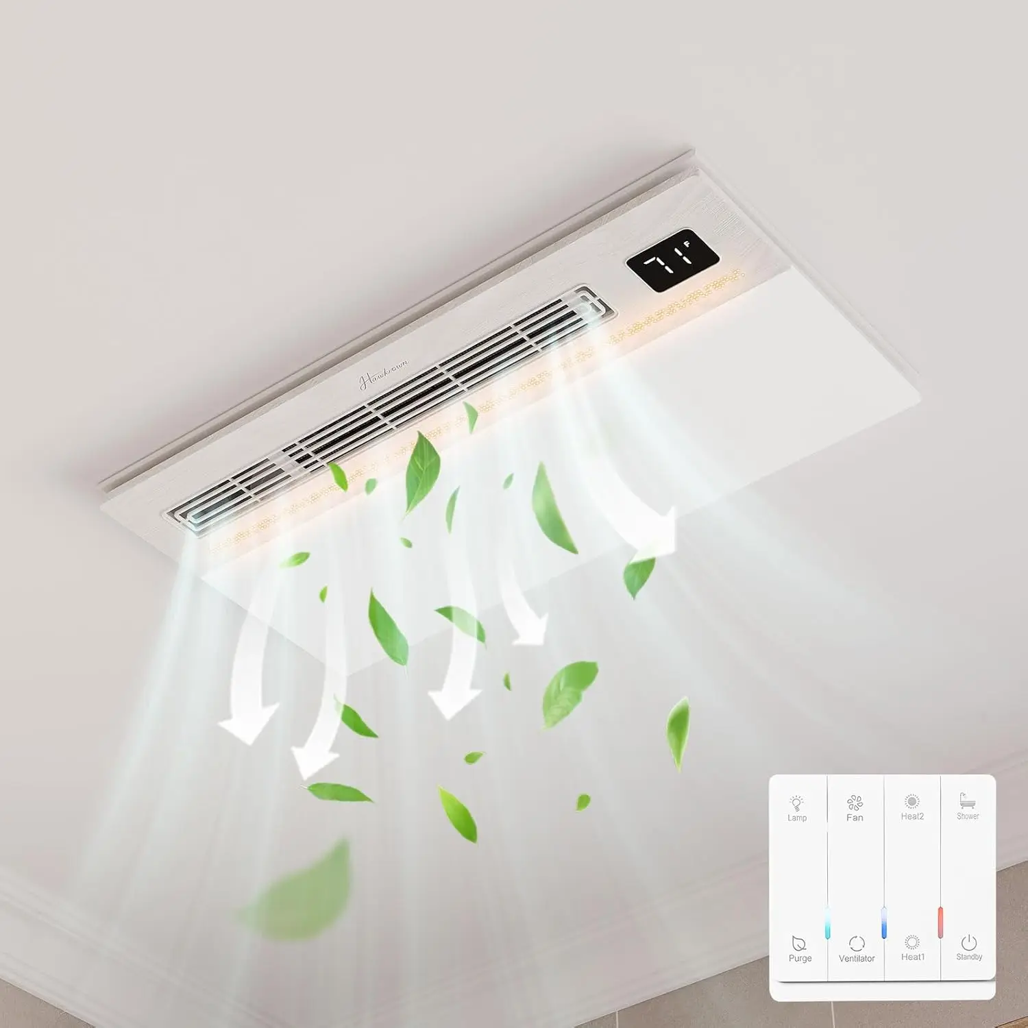 Extractor de aire de baño 4 en 1 con luz y calentador, combinación de luz de ventilador de calentador de baño de 1900 W, ventilador de techo Sone de 180 CFM 1,0 · gran oferta