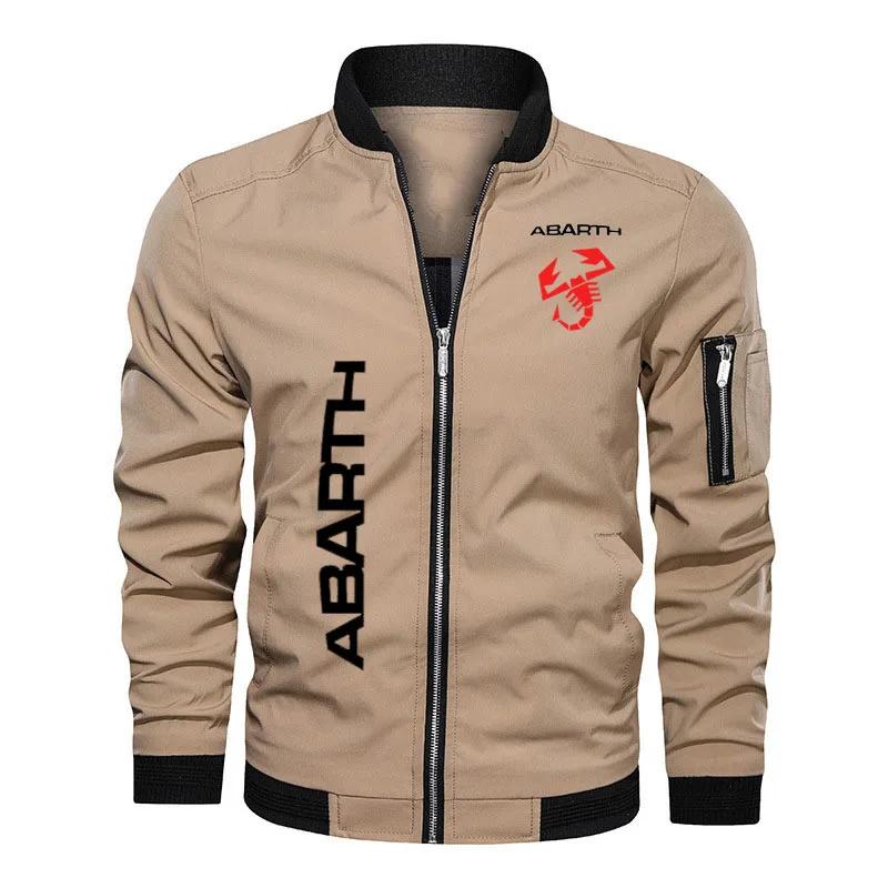 Jaqueta militar superdimensionada masculina, jaqueta de beisebol, punk solta, abarth logotipo impresso, primavera, outono, 2023