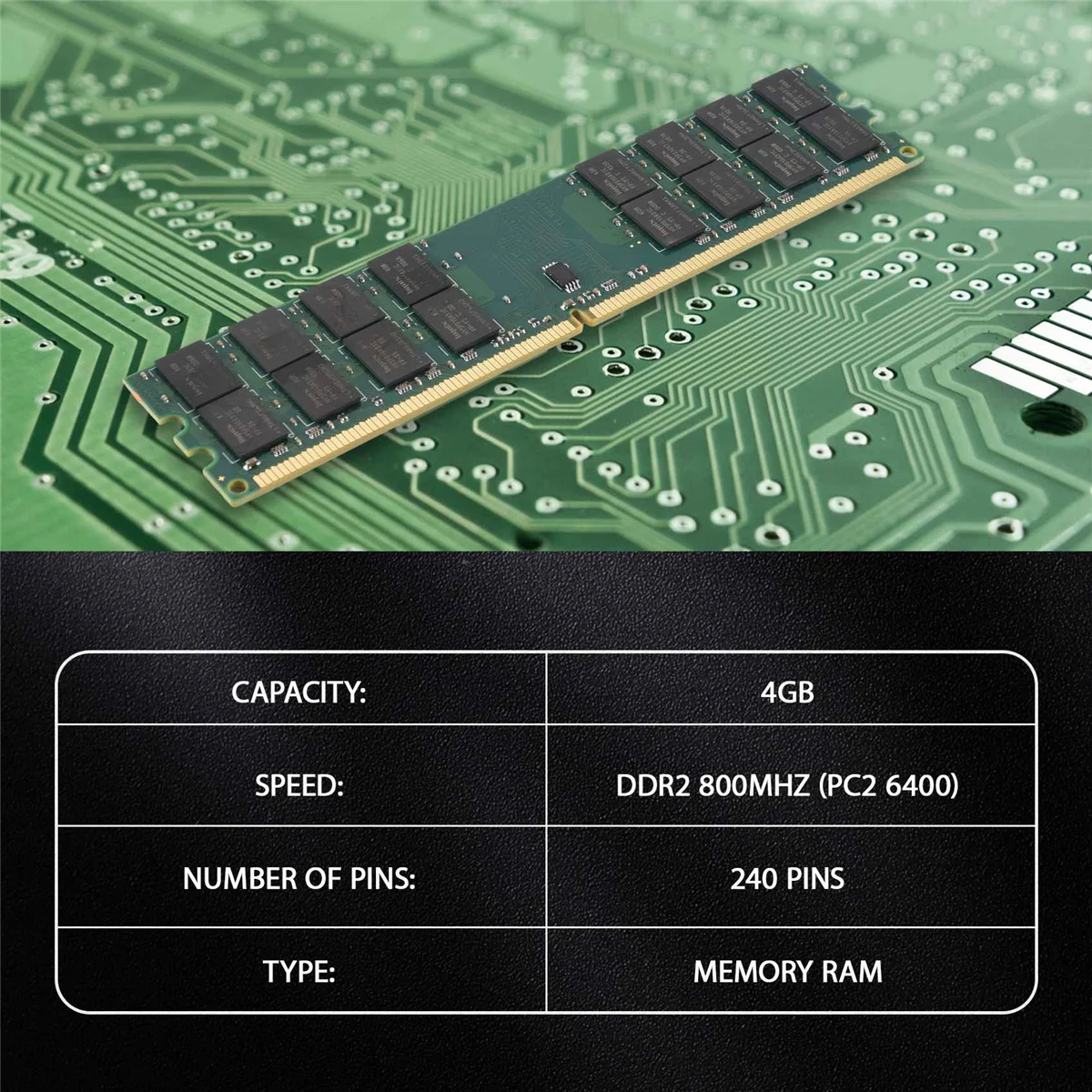 AB53 4GB DDR2 Ram Memory 800Mhz 1.8V 240Pin PC2 6400 Support Dual Channel DIMM 240 Pins Only for AMD