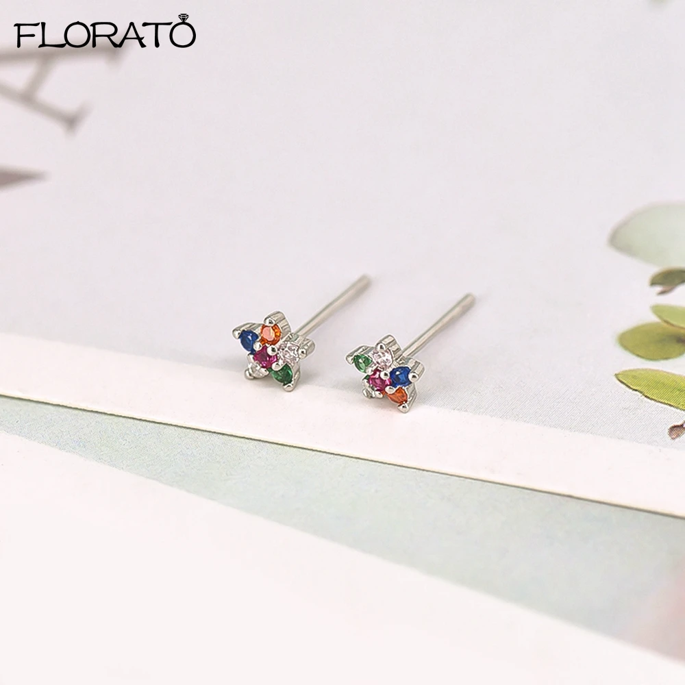 925 Silver Needle Shiny Zircon Stud Earrings Women Style Cute Sweet Jewelry Accessories Simple Fashion Jewelry Accessories