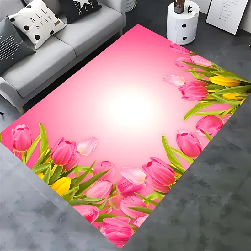 Tulip carpet, living room bedroom housewares garden lawn mats children's room baby mats, bathroom kitchen non-slip carpet gifts