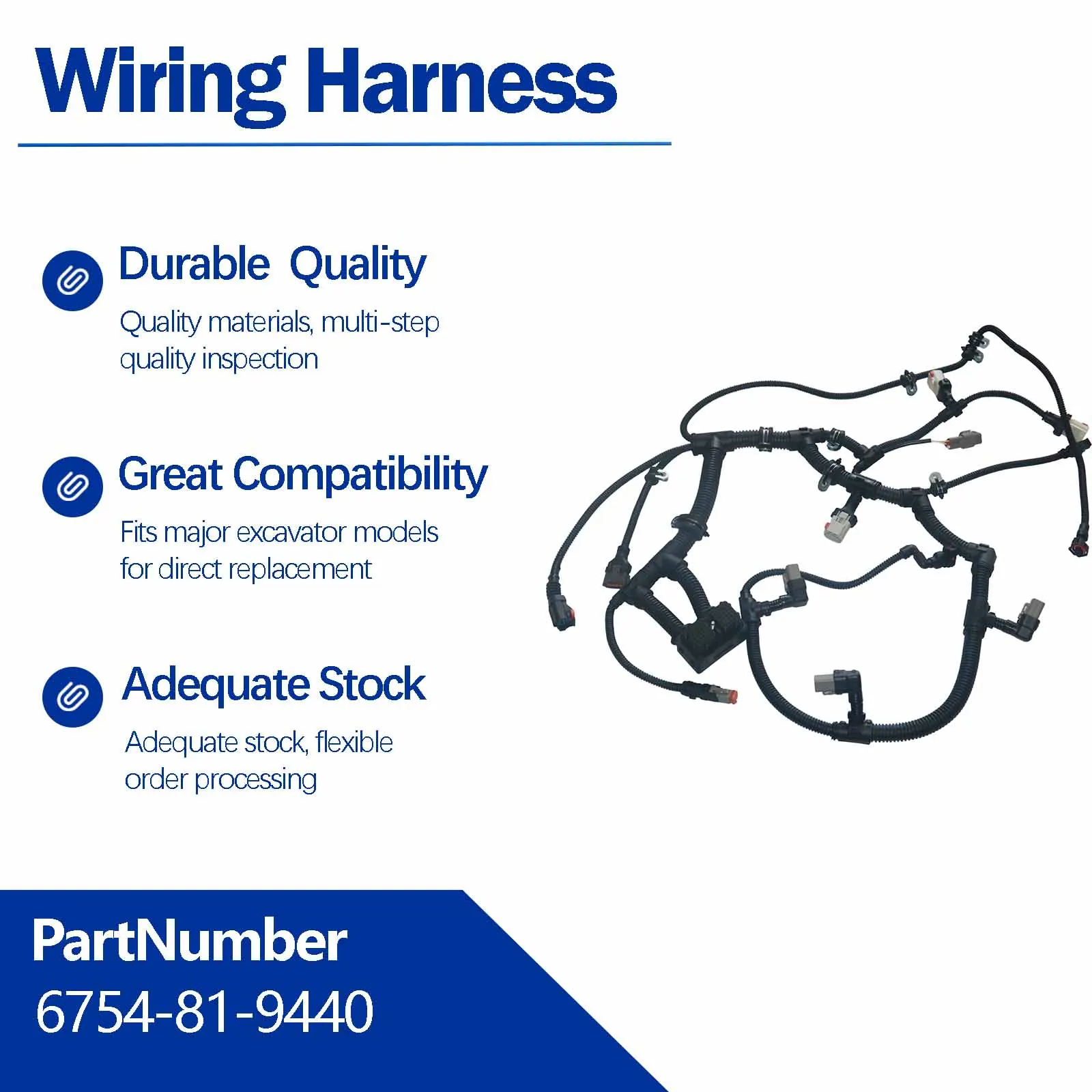 Wiring Harness 6754-81-9440 For Komatsu PC200-8 PC200LC-8 PC210-8 PC220-8 PC240-8 Excavator