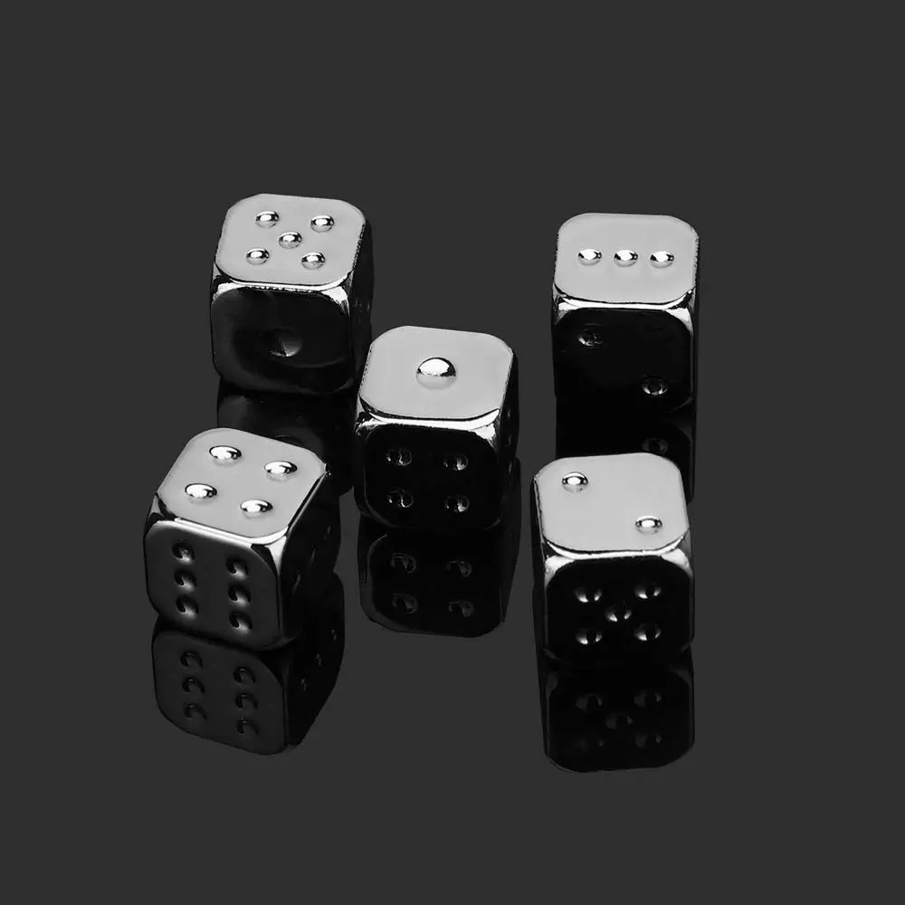 5 PCS/Set Gold/Silver Color Family Party KTV Entertainment Playing Games Square Point Dice Game  Metal Dice 6 Sided Dice
