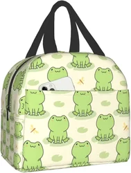 Funny Cute Frog Animal Lunch Box Bag Reusable Insulated Lunch Tote with Handle for Work Outdoor Travel