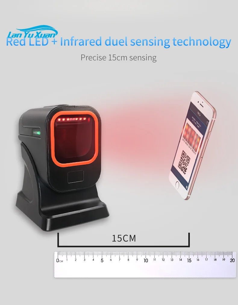 MP6200Y 2D USB Plug&Play Desktop POS QR Bar Code Scanner Classical Design for Supermarket Store Retail & Hospital Reception