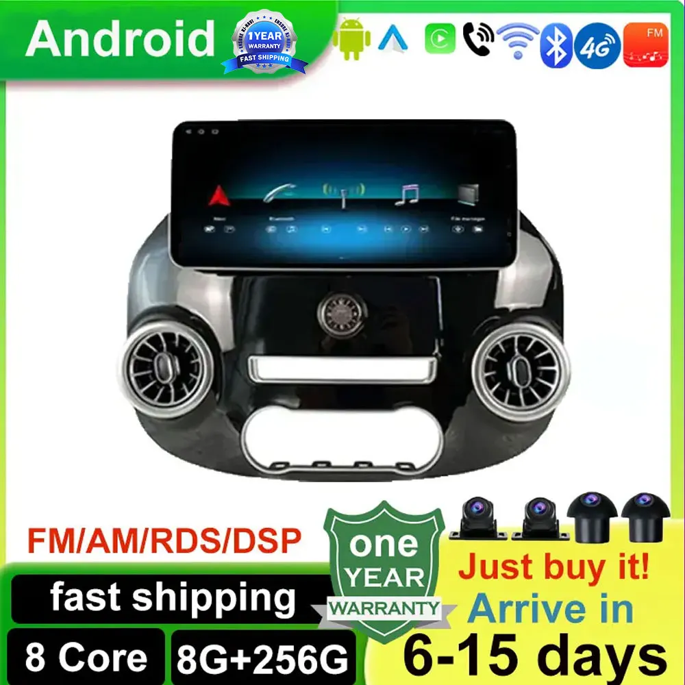 Android 14 Touch Screen For Benz Vito W447 2014-2021 Car Carplay Radio Multimedia Stereo Player WiFi GPS Navigation